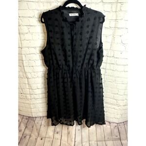 GRACE KARIN LADIES BLACK MINI DRESS WITH DOT DETAIL   SZ (2XL)   WORN ONCE    D-
